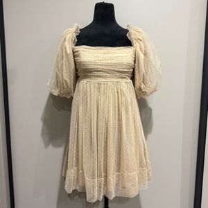 MARBLE Cream Puff Sleeve Mini Dress